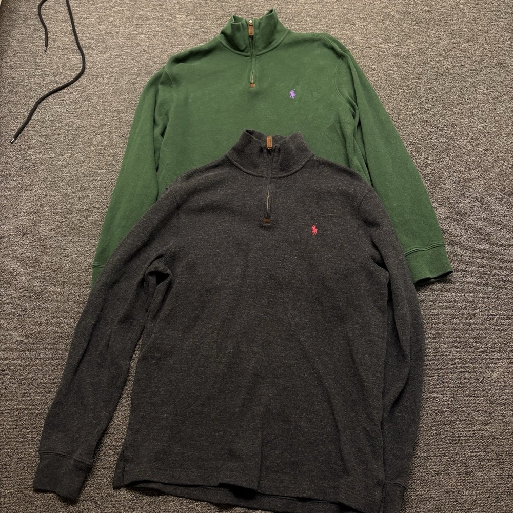 Lot Of 2 Polo Ralph Lauren 1/4 Zip Pullover Men's M Mock Neck Pony Logo Sweater